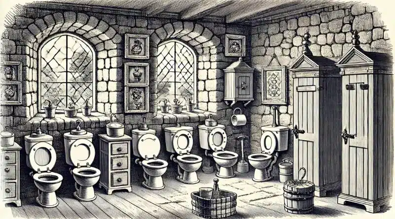 An illustration showing the historical toilets at Windsor Castle